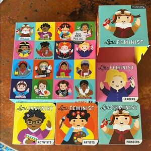 Set: Little Feminist puzzle (new) & 4 books on 16 amazing women leaders artists